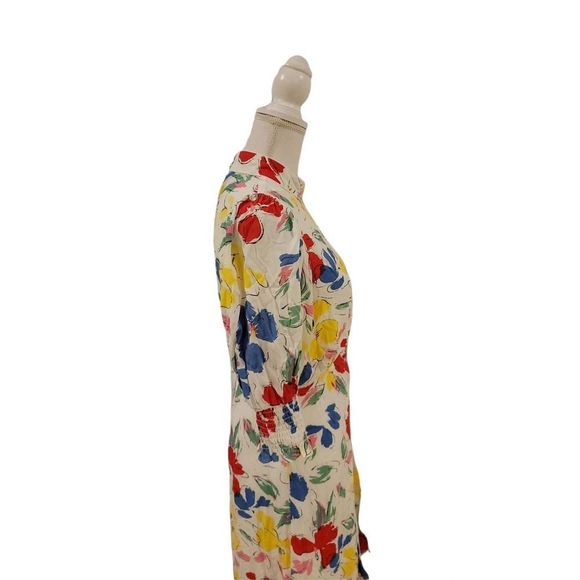 RIXO White Floral Mock Neck Maxi Dress Size 8 Midi length hard to find dress - Picture 5 of 10
